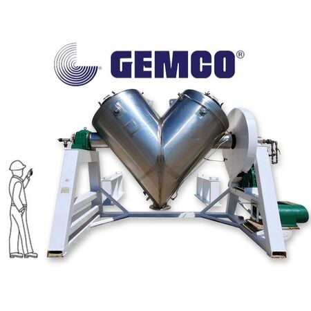 75 cu.ft. Gemco, Stainless Steel V-Cone twin shell blender, vacuum dryer, 25 PSI jacket, 15 HP, 1.7-12.5 RPM - Image 1
