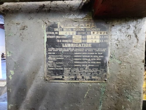 12 gauge x 12' Niagara #612, mechanical power squaring shear, CNC Back Gauge, 5 HP, 65 SPM, front sheet - Image 8