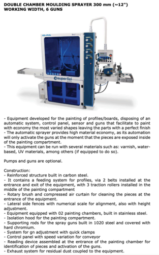 Superfici, Double chamber moulding Sprayer, 6 gun, 80-240 FPM, 16' x1'x3-1/8" max, 2024 - Image 10