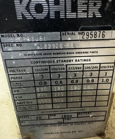 180 KW Kohler #180ROZJ, diesel generator set, John Deere engine, weatherproof enclosure, 277/480 Volts, 991.8 - Image 6