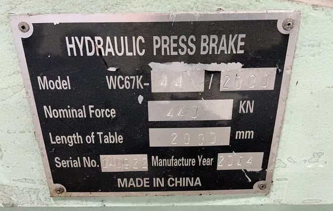 Hydraulic Press Brake #WC67K-44/2000, 2014 - Image 7