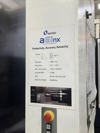 Makino #A61NX, horizontal machining center, 19.7" pallet, 28" X, 25.6" Y, 31.5" Z, 14,000 RPM, 60 automatic - Image 3
