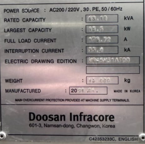 Daewoo Doosan #HP-5100, horizontal machining center, 19.7" pallet, 33.5" X, 27.6" Y, 29.5" Z, 12000 RPM, 60 - Image 7