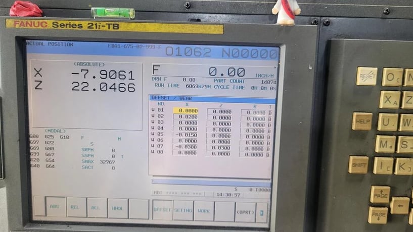 Hankook #Protec-9NC, CNC lathe, 37.4" swing, 9.8" bar, 24" chuck, 157" centers, 8 station turret, Fanuc - Image 5