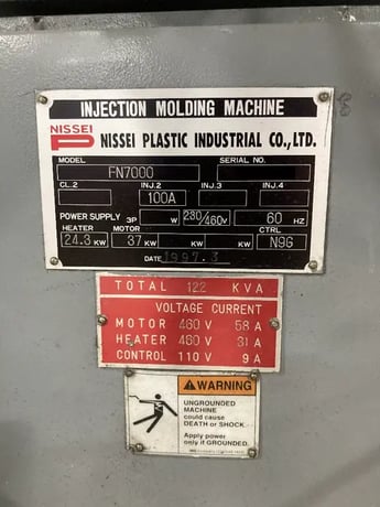 400 Ton, 41 oz., Nissei #FN7000-100A, injection molding machine, 28.93" tie bars, 41.5" platen, 2-13/16" - Image 7