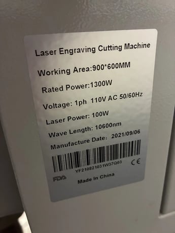 Aeon #Mira-9, 100 watt laser engraver, 35-1/2" x 23-5/8" work area, 5-7/8" Z travel, Ruida DSP control, 1,000 - Image 4