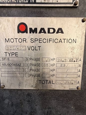 1/4" x 8' Amada #M-2560, mechanical power squaring shear, 7.5 HP, 60 SPM, programmable back gauge, squaring - Image 9