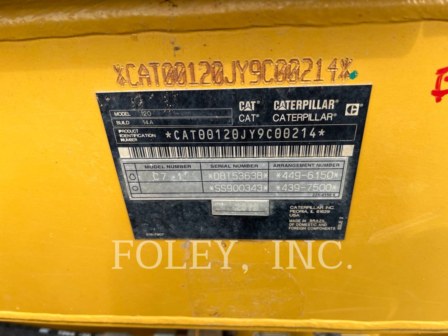 Caterpillar 120-14, Motor Grader, 5356 hours, S/N: Y9C00214, 2019 - Image 6