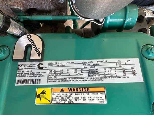 100 KW Cummins #C100D6C, diesel generator set, 120/240 Volts, 1-phase, 113 hours, 173 HP @ 1800 RPM, QSB5-G13 - Image 10