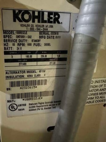 180 KW Kohler #180REOZJE, diesel generator set, 120/208 Volts, 330 hours, 315 HP @ 1800 RPM, John Deere - Image 10