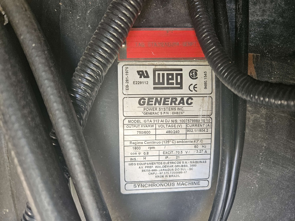 500 kW Generac #122040404100, Standby Diesel Generator, Tier 2, sound attenuated enclosure, 277/480 Volts - Image 8