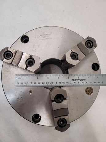 10" Bison #2353, 3-jaw lathe chuck, 3" center hole, plain back, 2000 RPM - Image 5
