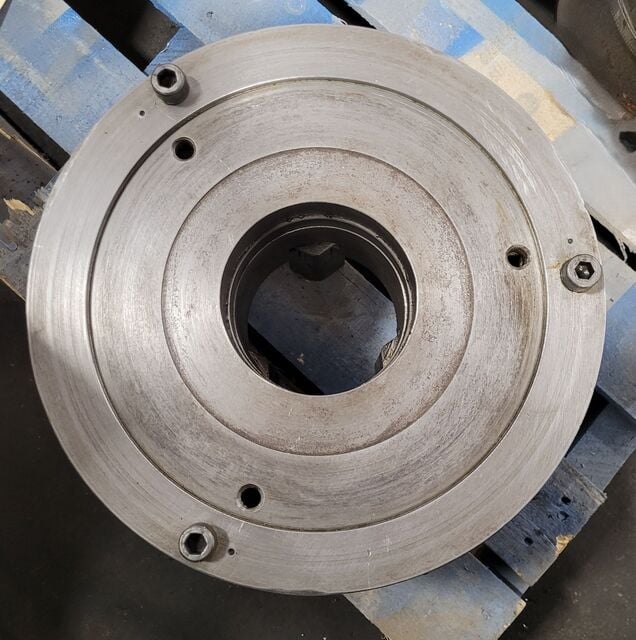12.5" Rohm #2012, 3-jaw lathe chuck, 4" center hole, plain back - Image 6