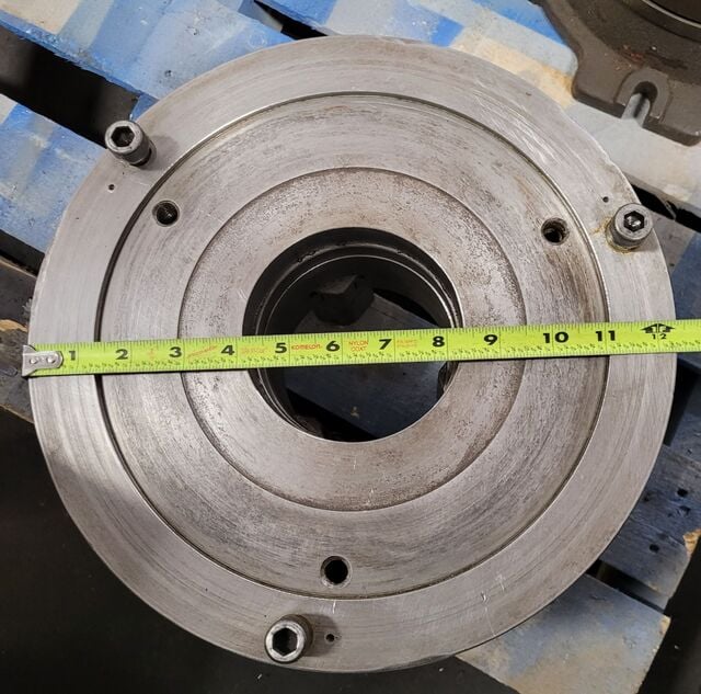 12.5" Rohm #2012, 3-jaw lathe chuck, 4" center hole, plain back - Image 7