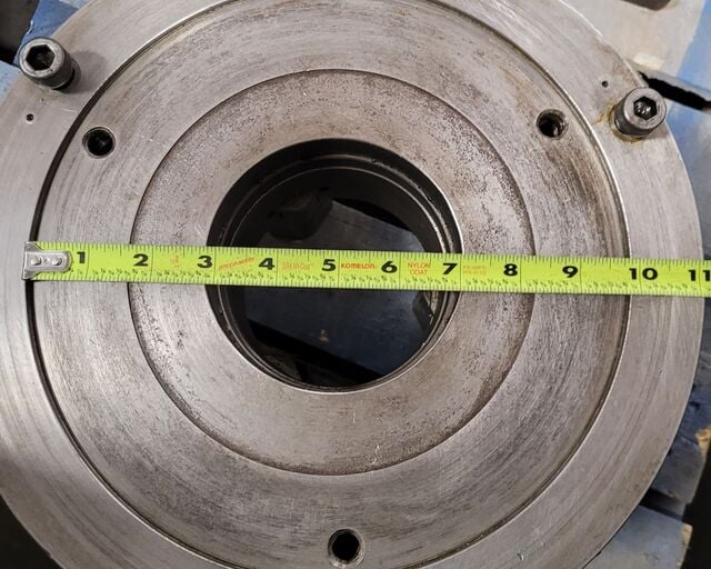 12.5" Rohm #2012, 3-jaw lathe chuck, 4" center hole, plain back - Image 9