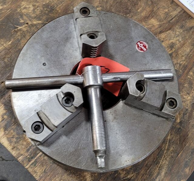 12.5" Rohm #2012, 3-jaw lathe chuck, 4" center hole, plain back - Image 10