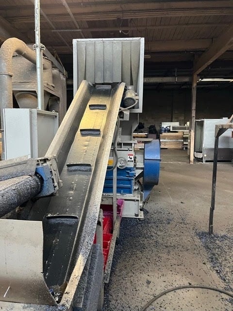 Zerma #ZSS-1000/1200, Complete Plastics Recycling System, 100 HP single-shaft shredder, 48" x 44" opening - Image 2