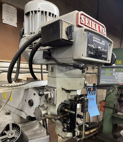Seiki #3VS, vertical mill with 2-Axis Newall DP700 digital read out, 10" x50" table, 3 HP, 1 shot lube, vise - Image 4