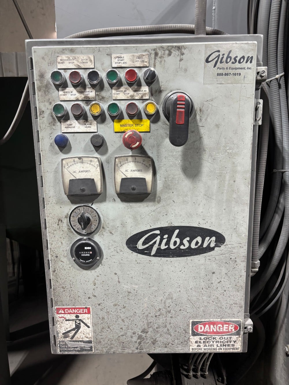72" Gibson Table Blast, stand alone dust collector, shot trap, 92) 10 HP blast wheels - Image 3