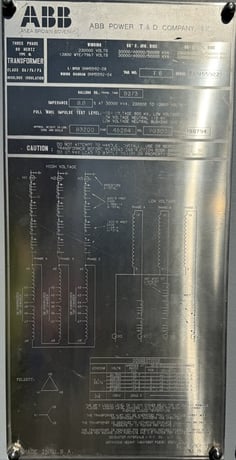 30000/33600/40000/44800/50000/56000 kVA, 230000 Delta Primary, 13800/7967 Wye Secondary, ABB Substation - Image 1