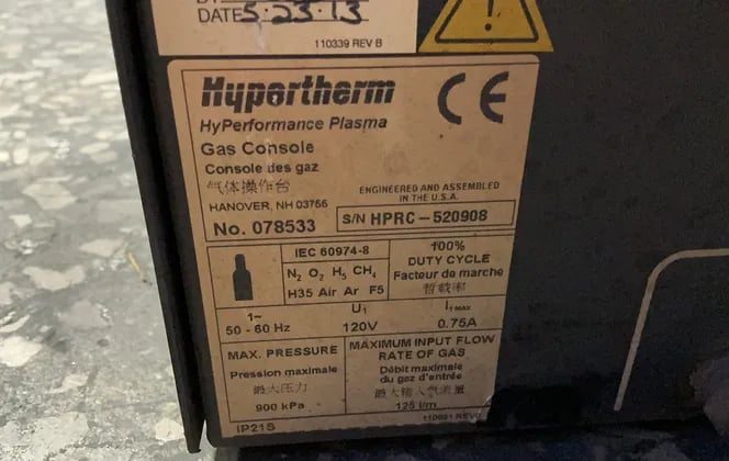 Hyperformance Plasma Gas Console, Hypertherm #078533, 900 kPa max pressure, 120 V., 1PH (2 available) - Image 3