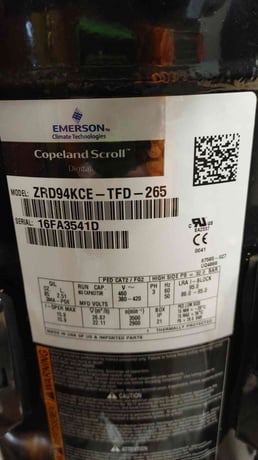 Copeland #ZRD94KCE-TFD-265, Scroll Compressor, 380-460 V., 3PH, AS IS (2 available) - Image 2