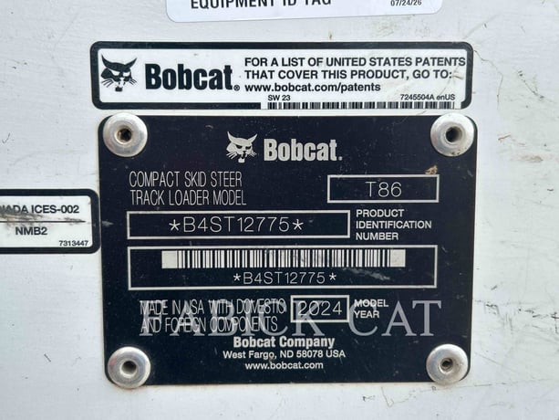 Bobcat T86C3H3, 695 hours, S/N: B4ST12775, 2024 - Image 6