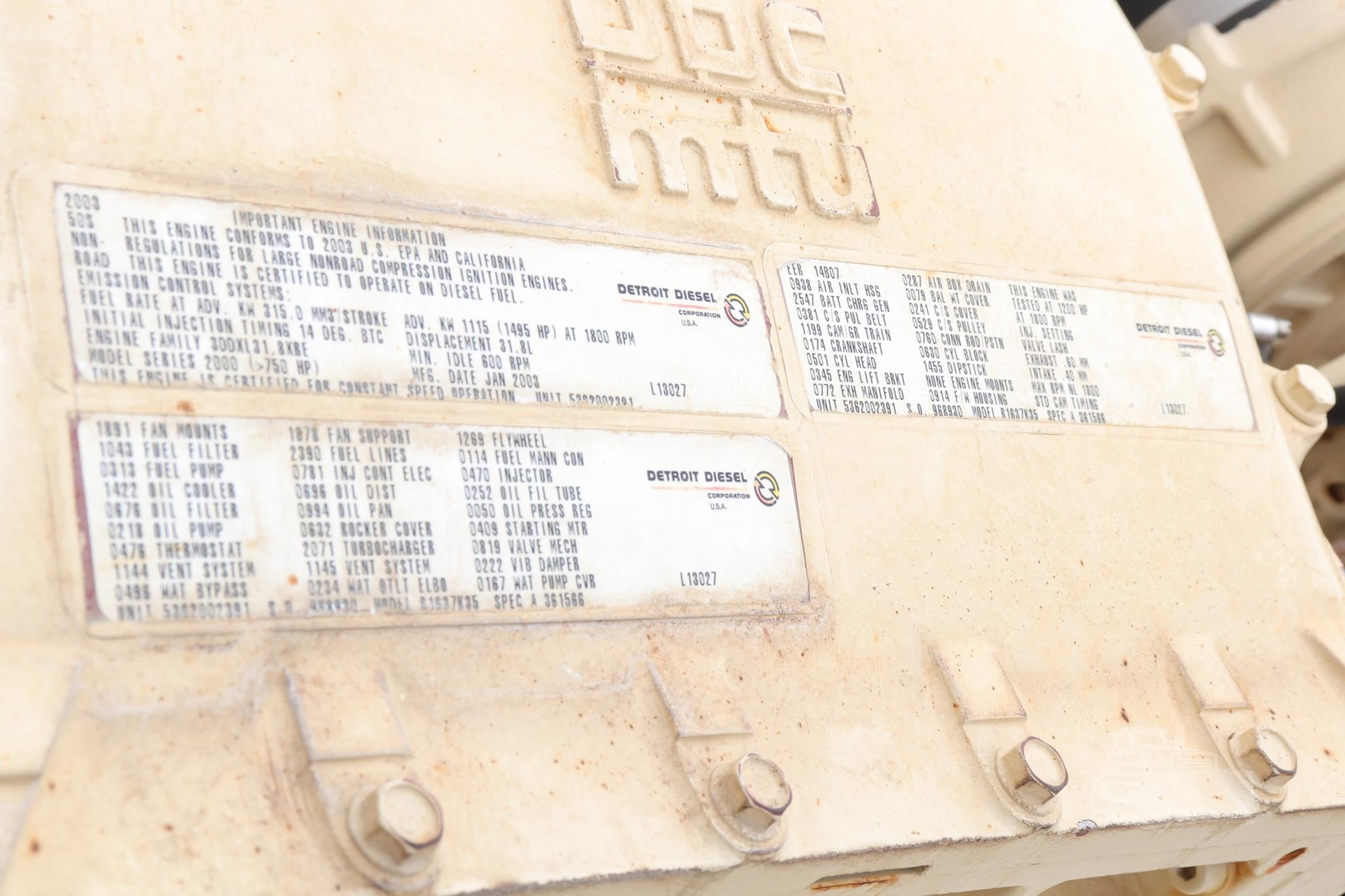 750 KW Kohler #800ROZD4, Diesel Generator Set, 480 Volts, Detroit Diesel 16V2000 engine, 1800 RPM, 3PH, 481 - Image 5