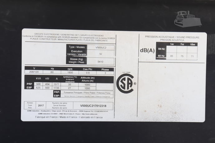 500 KW Kohler-SDMO #V500UC2, Towable Diesel Generator Set, 208 Volts, Volvo Penta TAD1641GE engine, 1800 RPM - Image 9