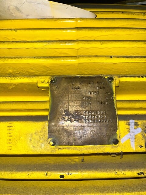 150 HP 900 RPM Westinghouse, Frame 449T, TEFC, BB, 460 Volts, rblt., electrically OK - Image 3
