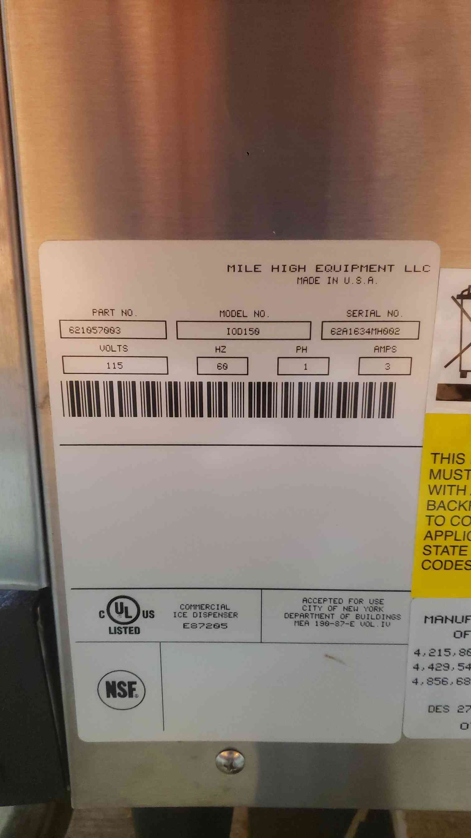 Ice-O-Matic #IOD150, Countertop Ice Dispenser, 150 lb., 115 V. - Image 8