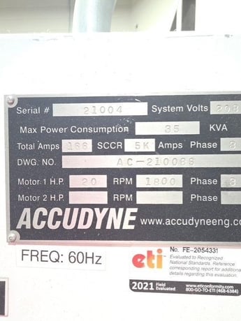 500 Ton, Accudyne #UPS/SS, heated platen compression molding press, 20 stroke, 20" DL, 2015 - Image 9