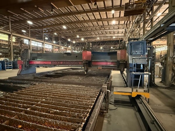 Koike Aronson #VGM-5000, CNC Plasma Gantry Plate Cutting Machine, two 25' x 17' tables, 2" thick max, 2012 - Image 1