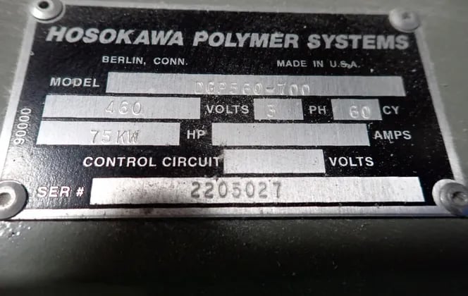 Hosokawa #DGP560-700, Plastic Granulator, 75 KW, 1785 RPM, 460 V., 3PH - Image 7