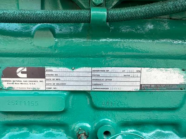 500 KW Cummins #GTA28, Natural gas generator set, 277/480 Volts, 496 hours, 770 HP @ 1800 RPM, weather - Image 10