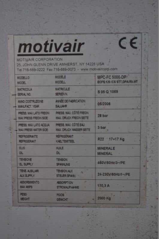 40 Ton, Motivair #MPC-FC-5000-DP, chiller, air cooled, R-22, 8 HP - Image 6
