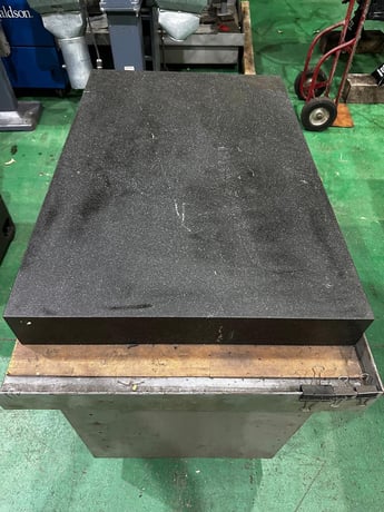 2 4" x 36" x 4" black granite Surface Combustion plate, 4 wheel cabinet, Like New - Image 3