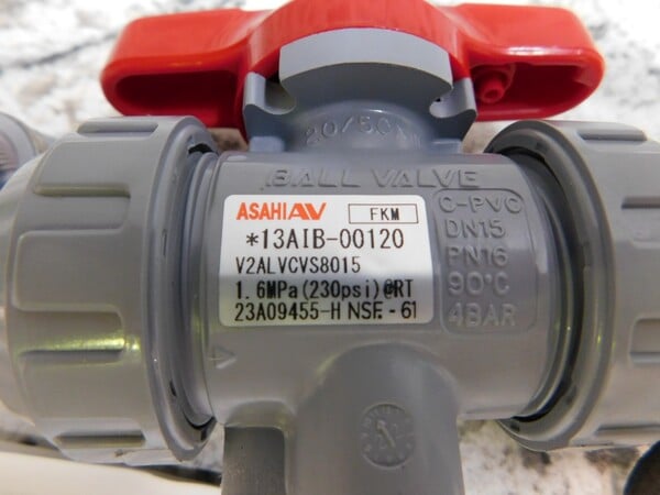 NEW Asahi 1/2" Ball Valve, C-PVC, V2ALVCVS8015, FKM, DN15 PN16 NEW - Image 5