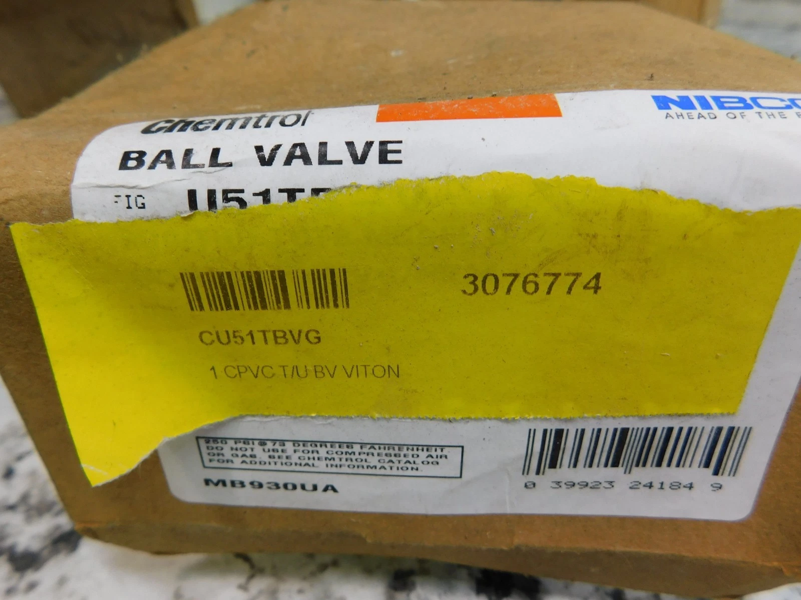 1" Chemtrol #U51TB-V, Tru-Bloc true union inline ball valve, Corzan CPVC/FKM, SOC/THD, Sch 80, NEW (3 - Image 5