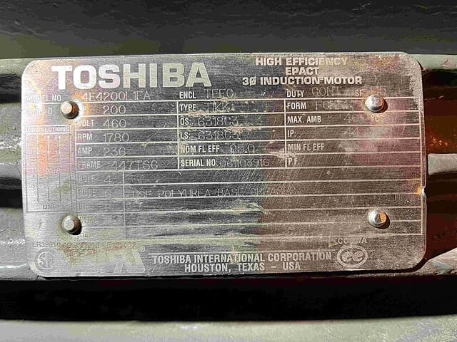 200 HP 1780 RPM Toshiba #4E4200L1FA, Frame 447TSC, TEFC, 460 Volts, NEW - Image 2