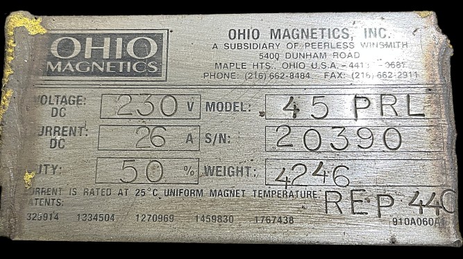 45" Ohio, Round Scrap Magnet, 230 V. - Image 2