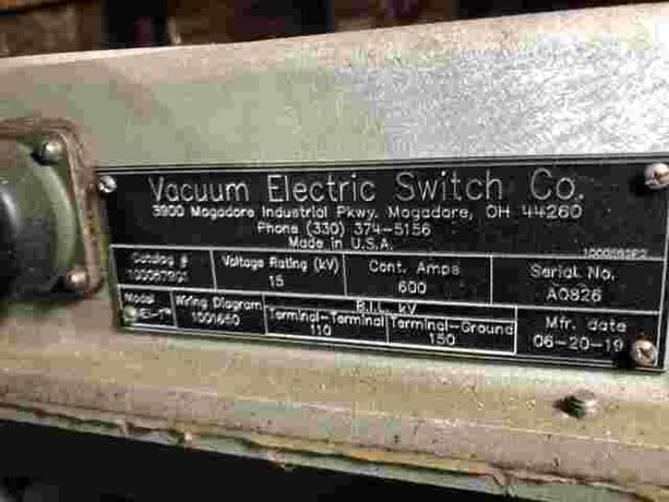 600 Amp, VESCO #1000579G1, 15,000 Volts, 1 Phase, Vacuum Switch (2 available) - Image 3
