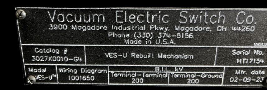Joslyn #3027X0010-G4, 1 Phase, Vacuum Switch - Image 2