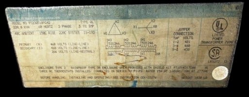 220 KVA 460 Delta Primary, 460/260 DeltaY Secondary, General Electric, Dry Type Transformer, 3 Phase - Image 2