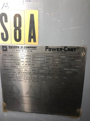 2500/3750 KVA 13,800 Primary, 277/480Y Secondary, Square D, Outdoor Dry Type Transformer, 3 Phase - Image 1