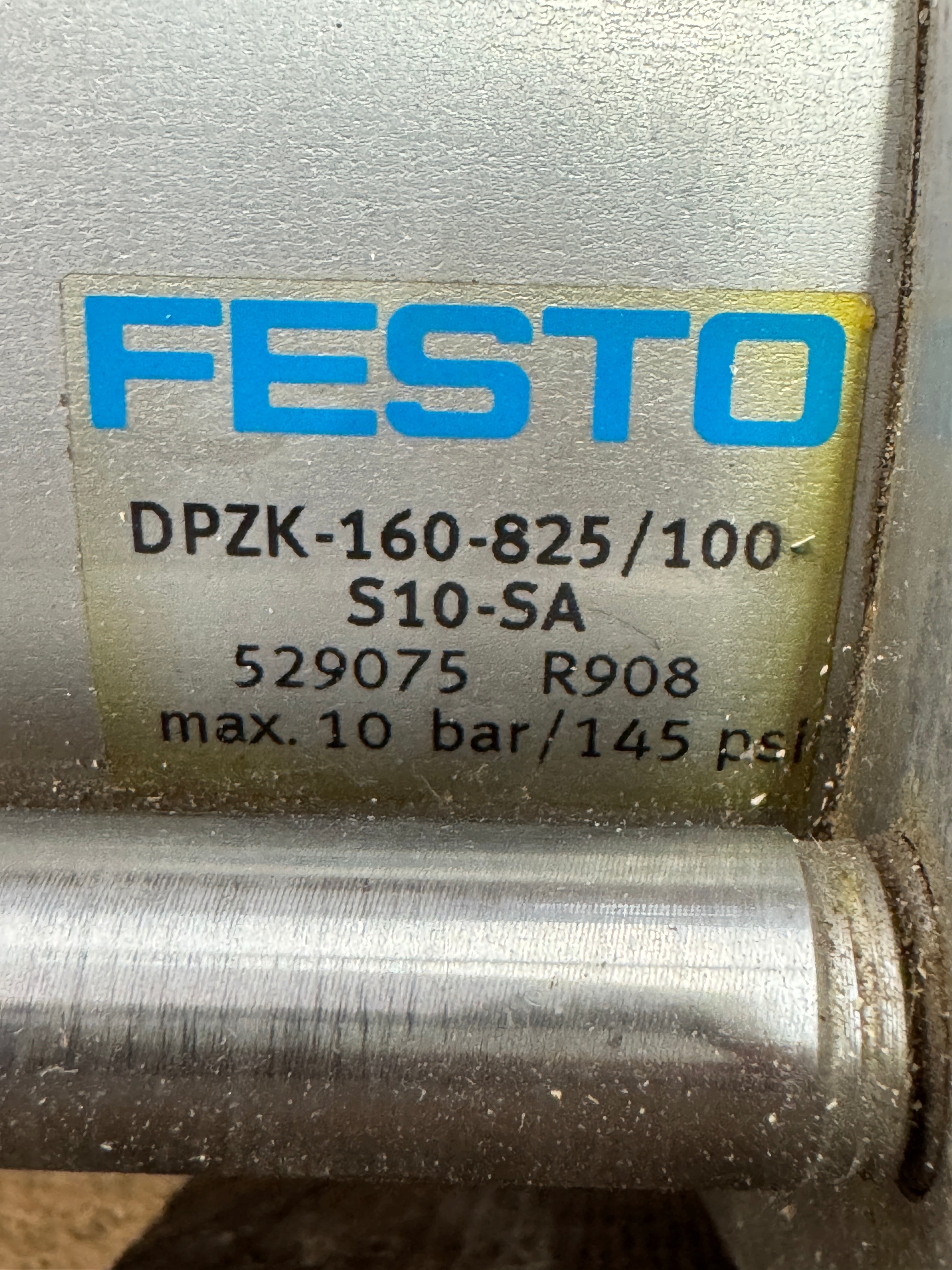 Festo #DPZK-160-825/100-S10-SA, Tandem Pneumatic Cylinder, 145 psi max working pressu - Image 4