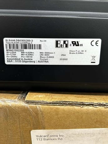 1.45 kW B & R #8LSA44.DB030S200-3, Synchronous Servo Motor, 4.62 Nm Torque, 400 Volts, 2.8 Amps, IP64, w/ - Image 3