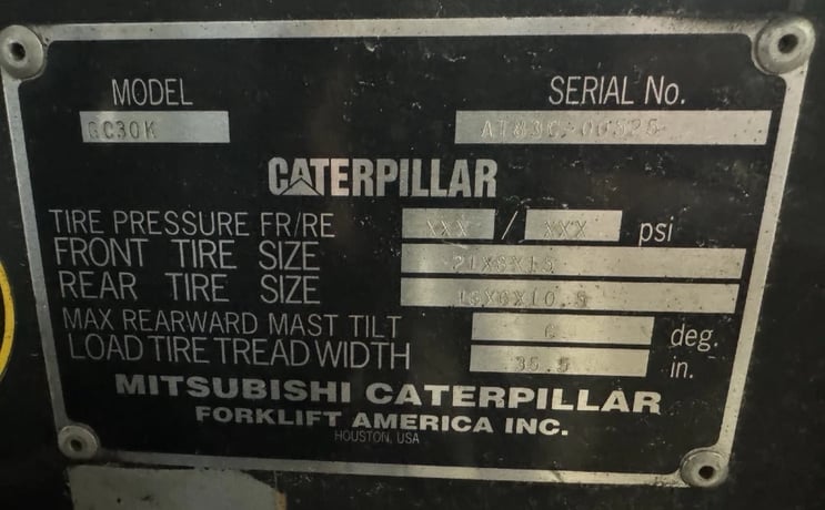 6000 lb. Caterpillar #GC30K, propane forklift, cushion tires, 3 stage, 130" lift height, 2000 - Image 9