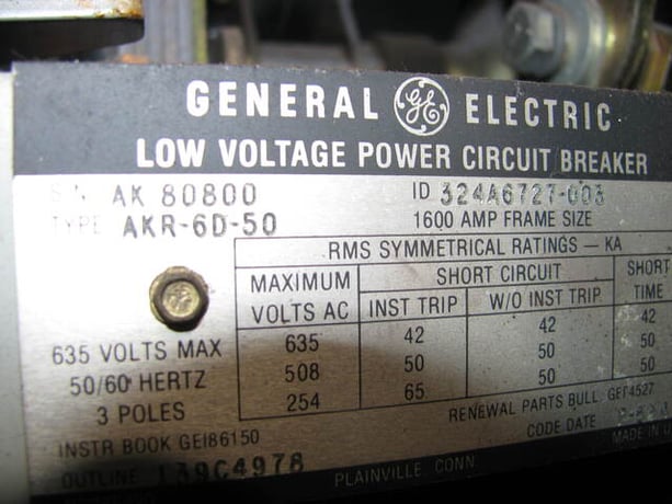 1600 Amps, General Electric #AKR-6D-50, air circuit breaker - Image 2