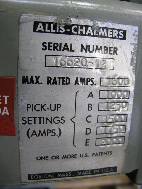1600 Amps, Allis-Chalmers #LA-1600A, air circuit breaker, AC Pro trip, Rebuilt (4 available) - Image 3